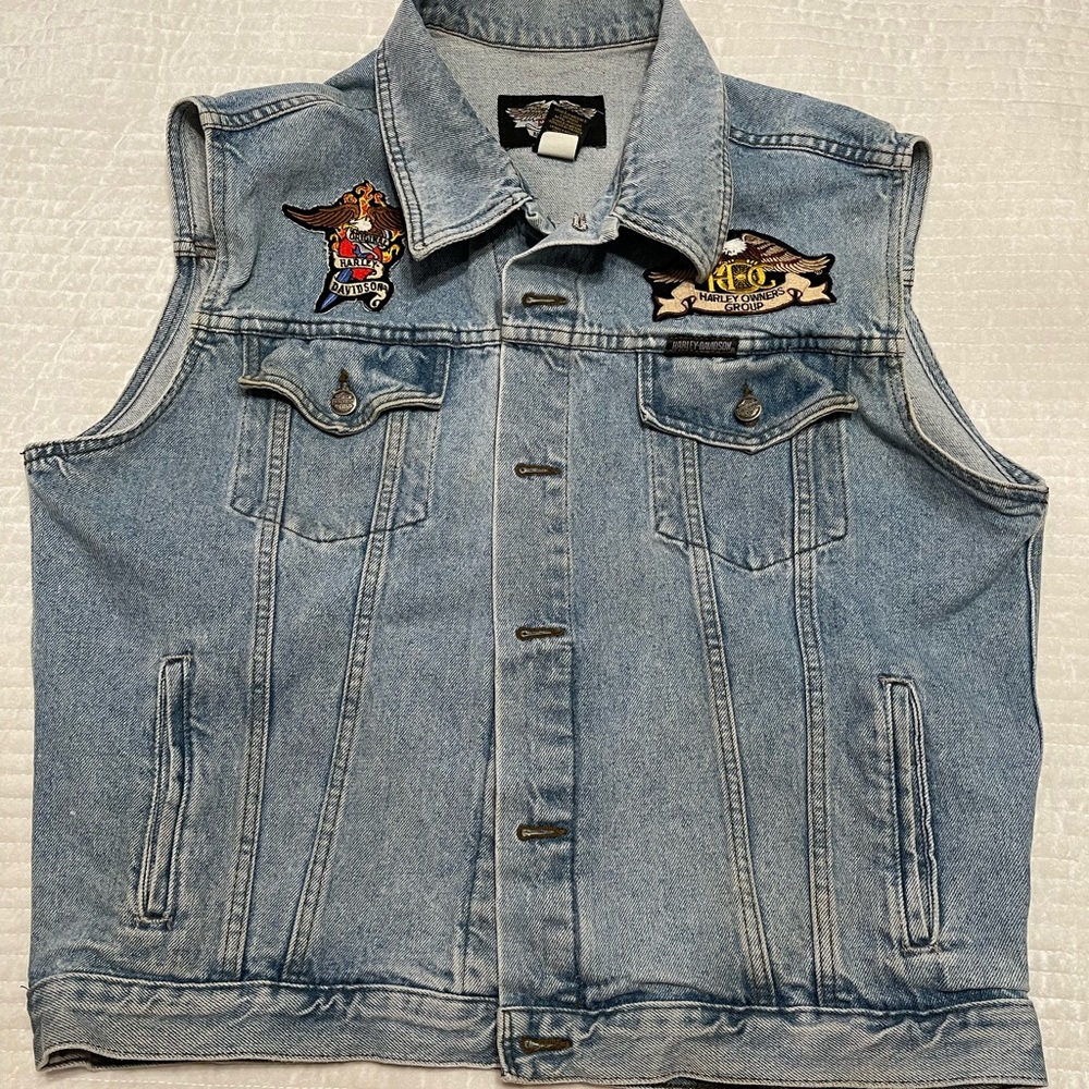 Harley Davidson sleeveless denim jacket
